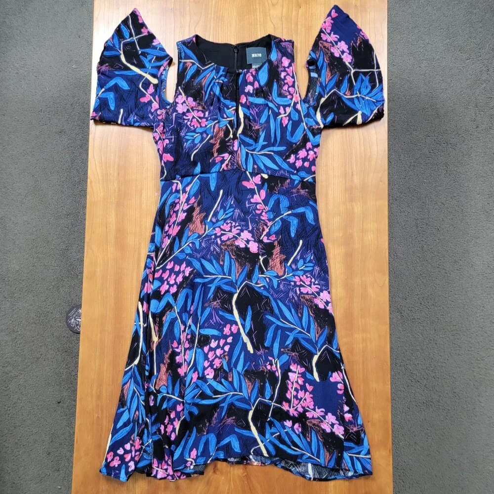 Maeve x Anthropologie Elia Cold Shoulder Dress Flutter Sleeves - 0P - Picture 4 of 11